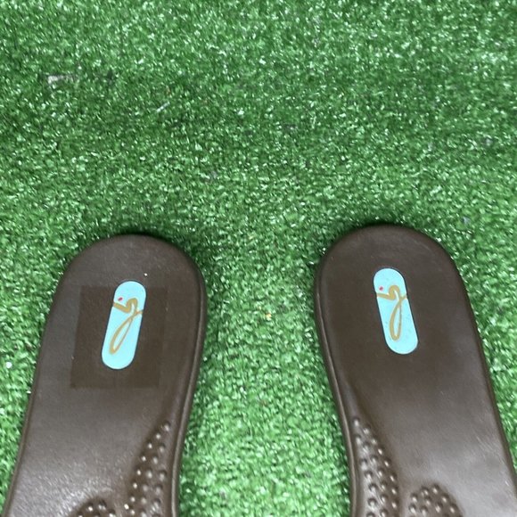 Oxabashi Brown Flip Flip Slip On  Casual Sandals with Interchangeable Bow Size M - Picture 3 of 7